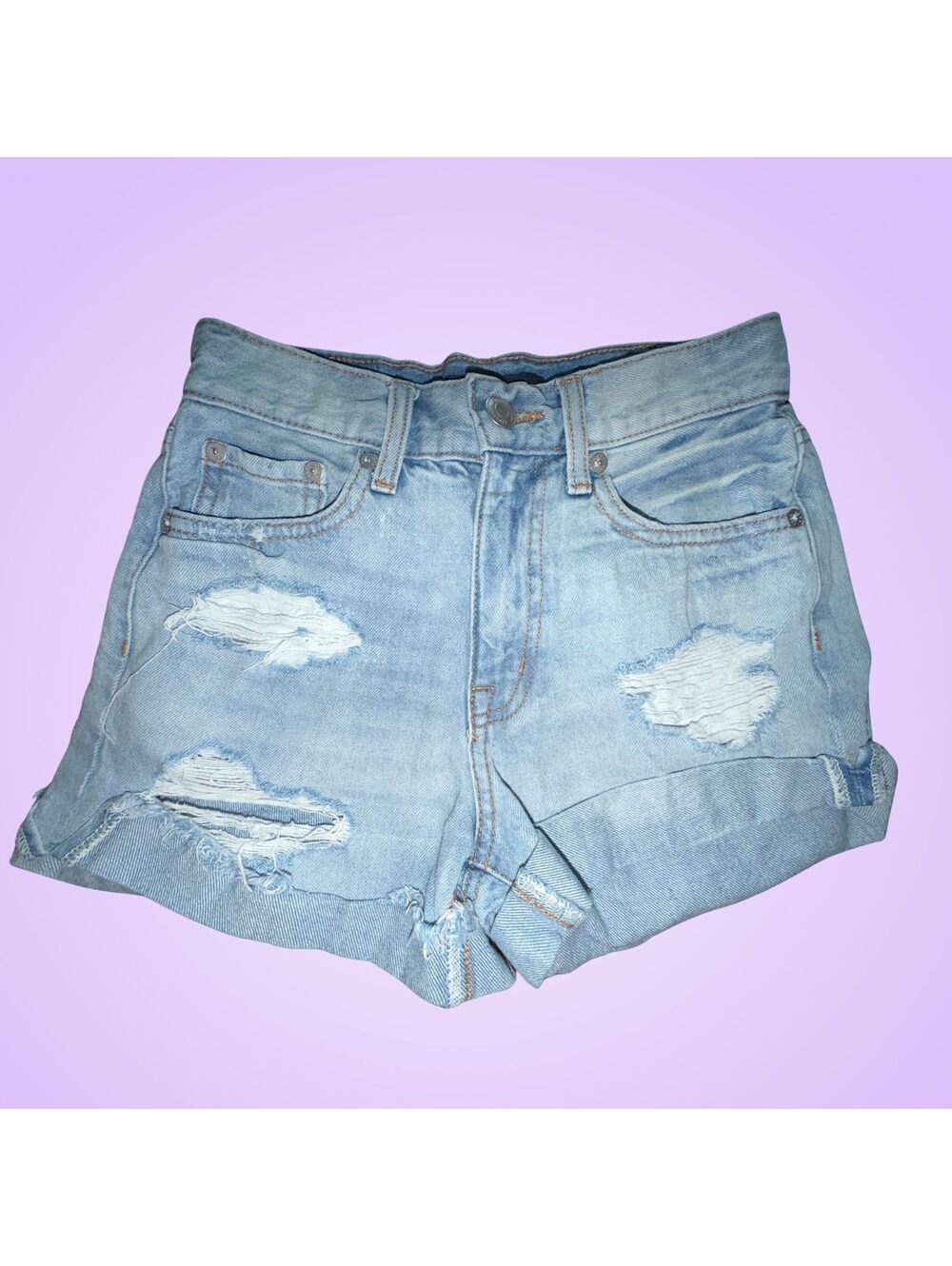 Aeropostale Light Wash Distressed Mom Denim Shorts Size 00